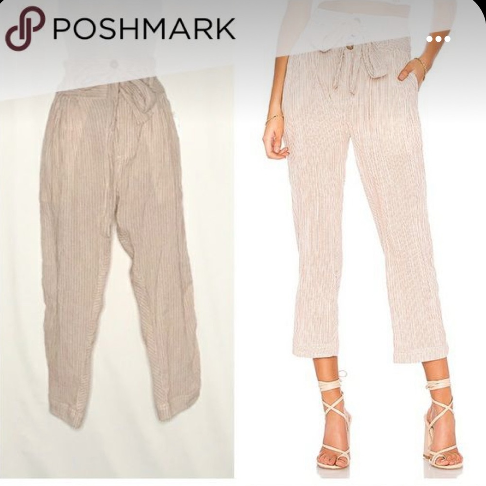Free People Striped Pleated Paperbag Pants